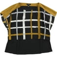 thumbnail image 1 of Alfani Womens Windowpane Kimono Top Blouse, Black, Plus Size, 4, 1 of 1