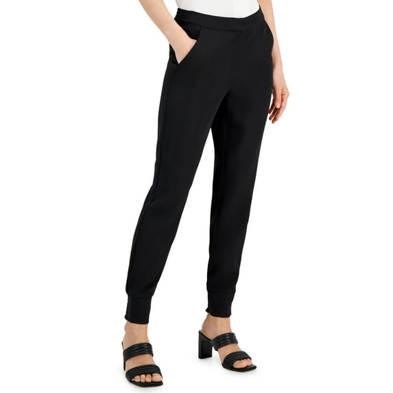 Alfani Womens Zip Jogger Pants Deep Black L