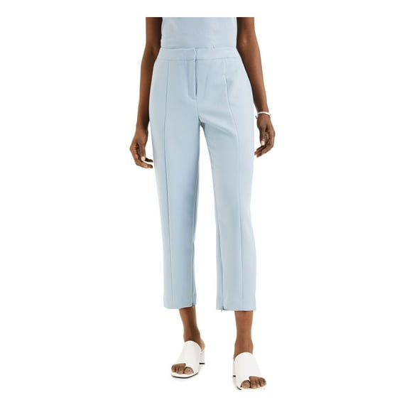 ALFANI Womens Blue Pleated Zippered Ankle Straight leg Pants Size: 0