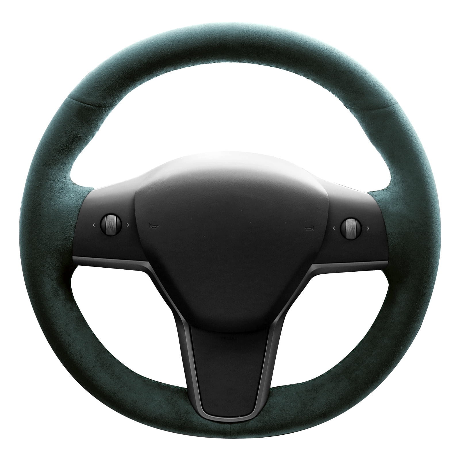 Alfanxi Hand Stitch Sewing Italy Alcantara Car Steering Wheel Cover Wrap for Tesla Model 3/Tesla Model Y 2018-2023 (Green Alcantara)