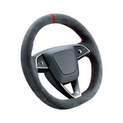 Alfanxi Hand Stitch Steering Wheel Cover Alcantara Material for Tesla Model Y Model 3 2023 -2026 Highland-Red Thread