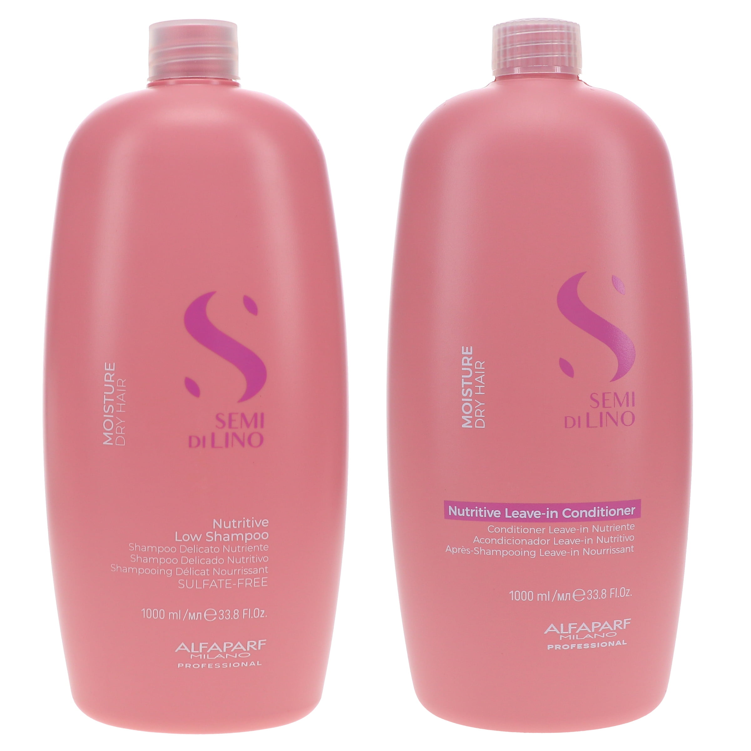 Alfaparf Milano Semi Di Lino Moisture Nutritive Low Shampoo 33.8 oz & Leave-in Conditioner 33.8 oz Combo Pack