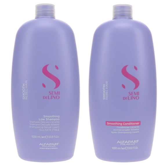 Alfaparf Milano Semi Di Lino Smoothing Low Shampoo 33.8 oz & Conditioner 33.8 oz Combo Pack