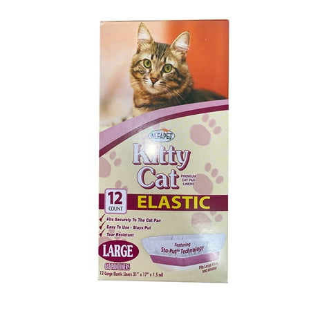 Alfapet Kitty Cat Litter box Disposable, Elastic Liners- 12-count-For Medium and Large, Size Litter Pans- With Sta-Put Technology for Firm, Easy Fit- Quick + Clever Waste Cleaners
