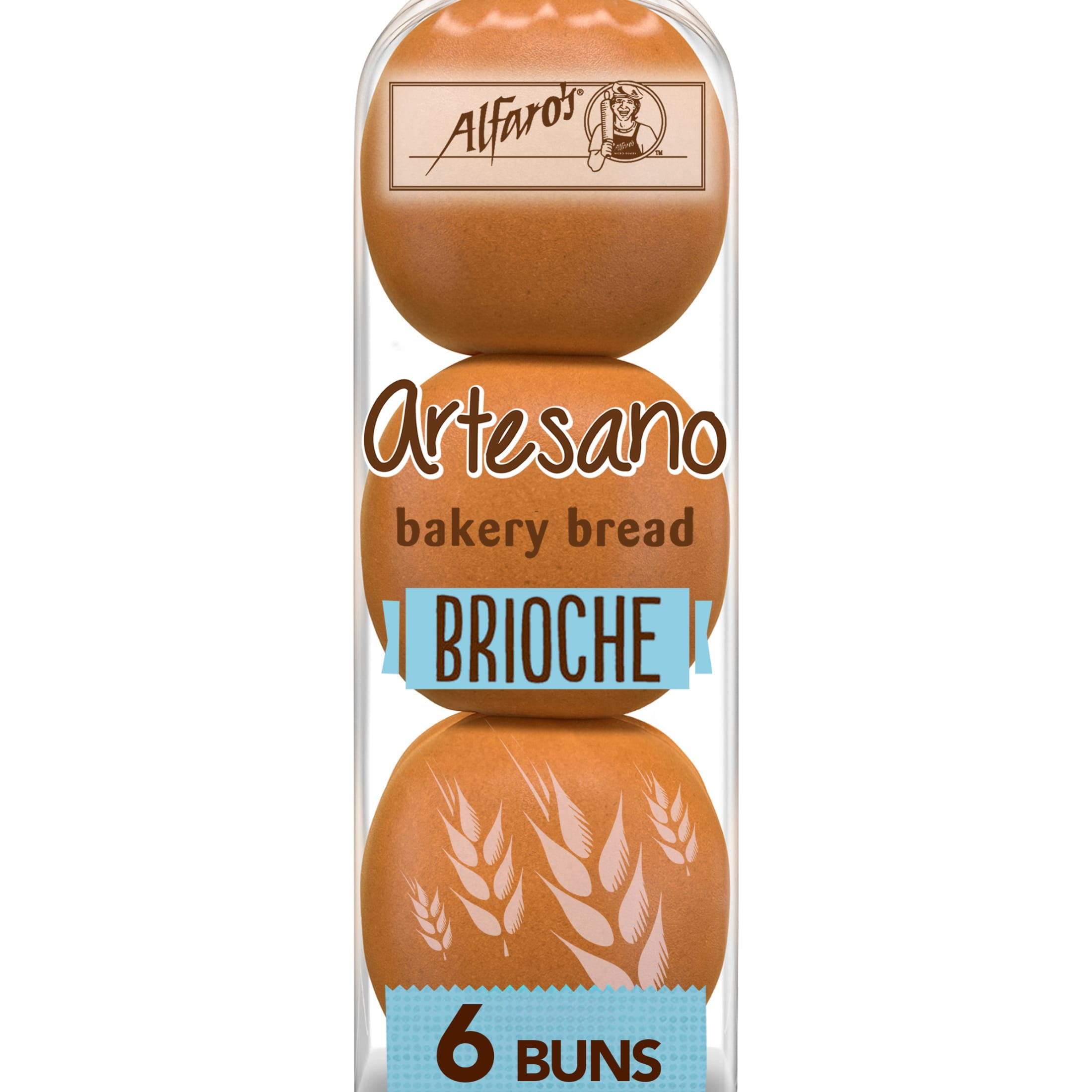 Alfaro's Artesano Brioche Buns, 6 count, Hamburger Buns, 16.4 oz Bag