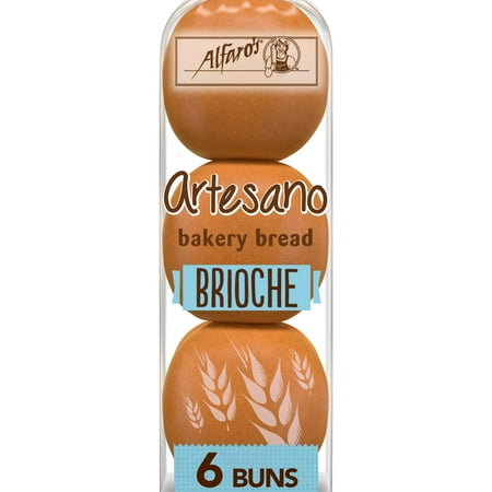 Alfaro's Artesano Brioche Buns, 6 count, Hamburger Buns, 16.4 oz Bag