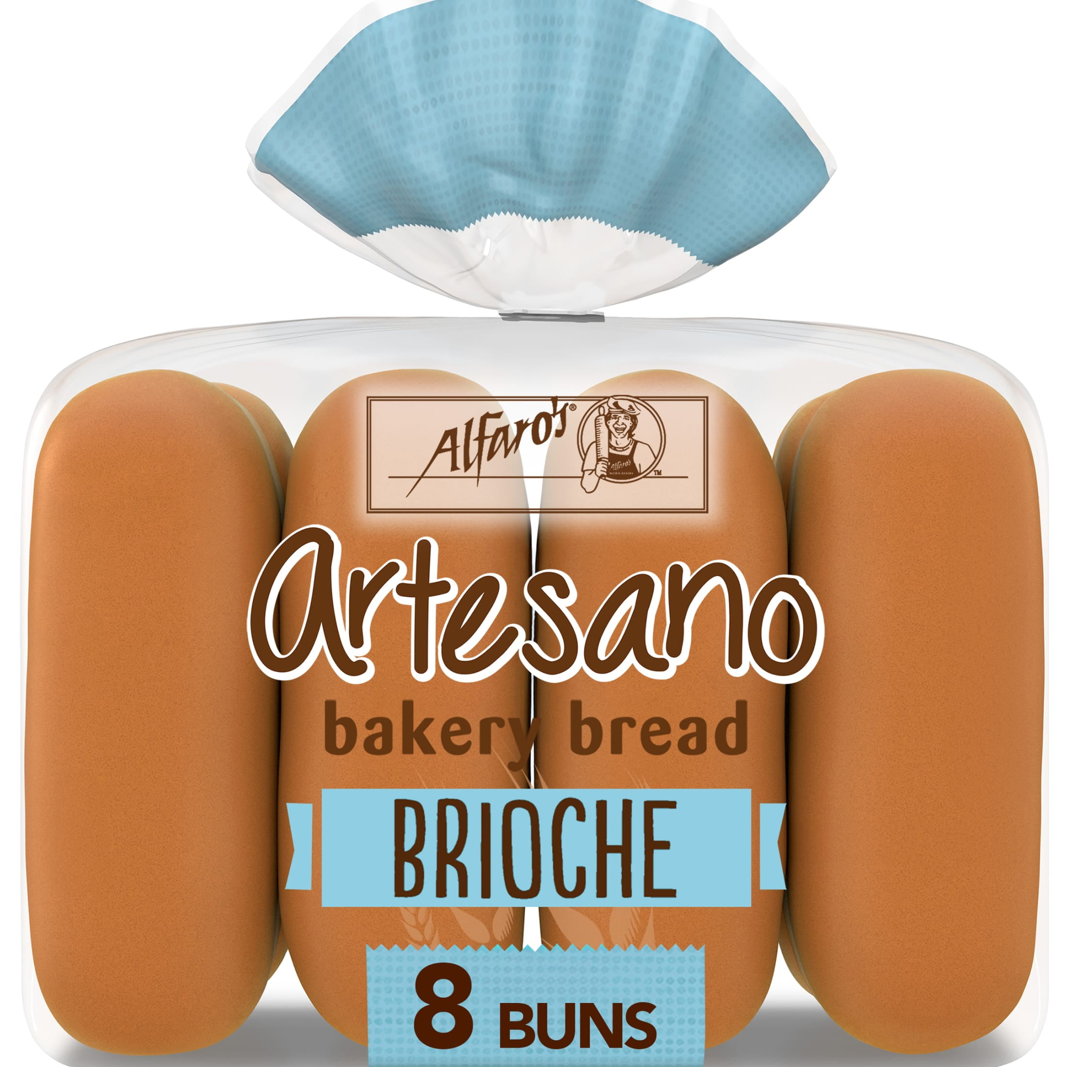 Alfaro's Artesano Brioche Hot Dog Buns, 8 count, Hot Dog Buns, 13.55 oz Bag