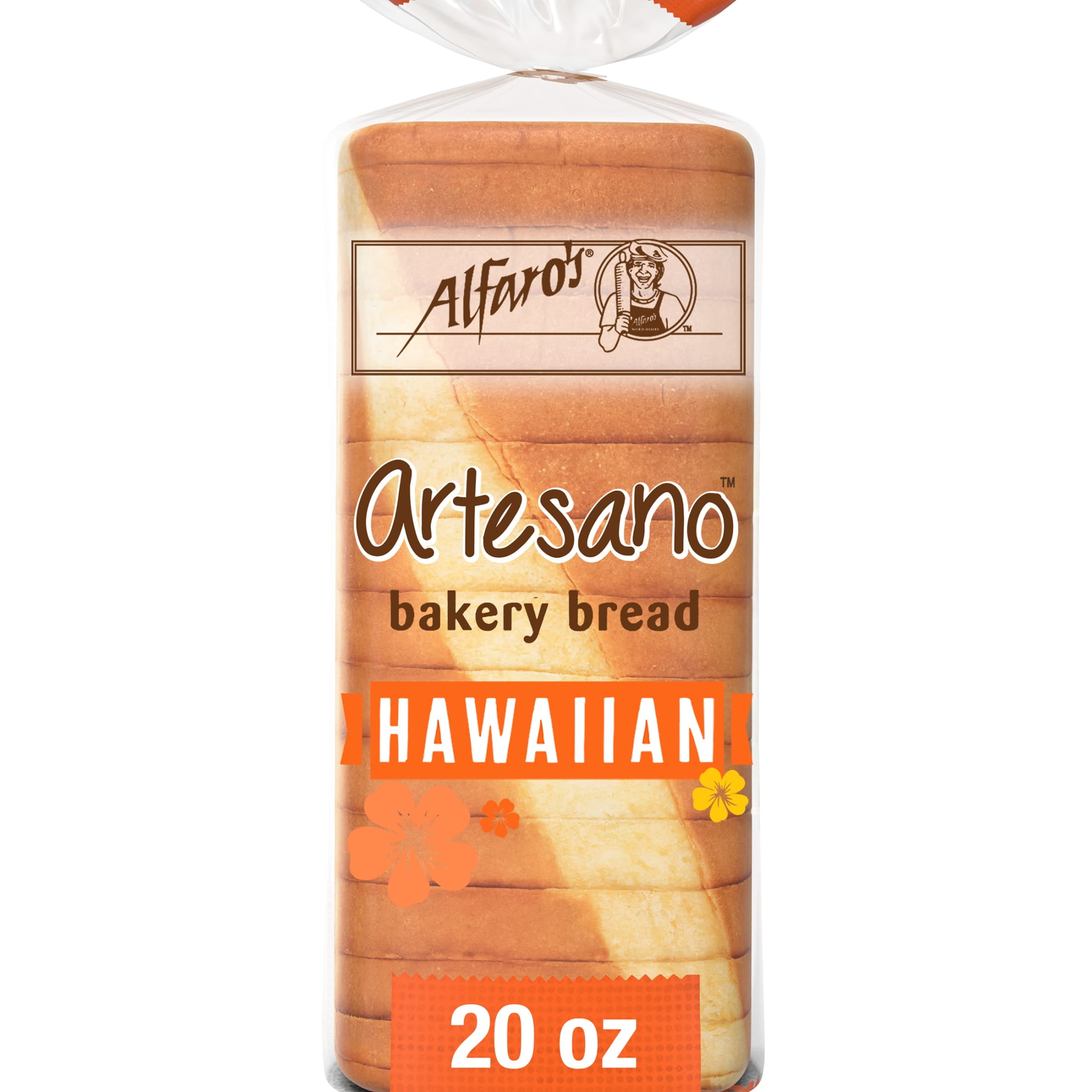 Alfaro's Artesano Hawaiian Bread, 20 oz, Sweet Hawaiian Bread, Bag