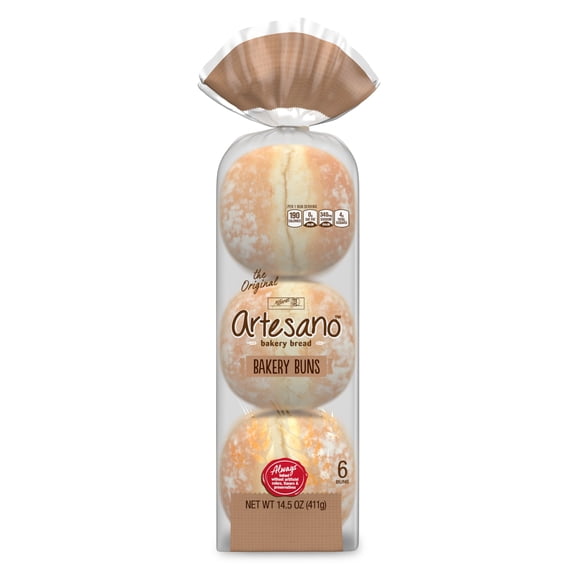 Alfaro's Artesano Original Bakery Buns, 6 count, Hamburger Buns, 14.5 oz Bag