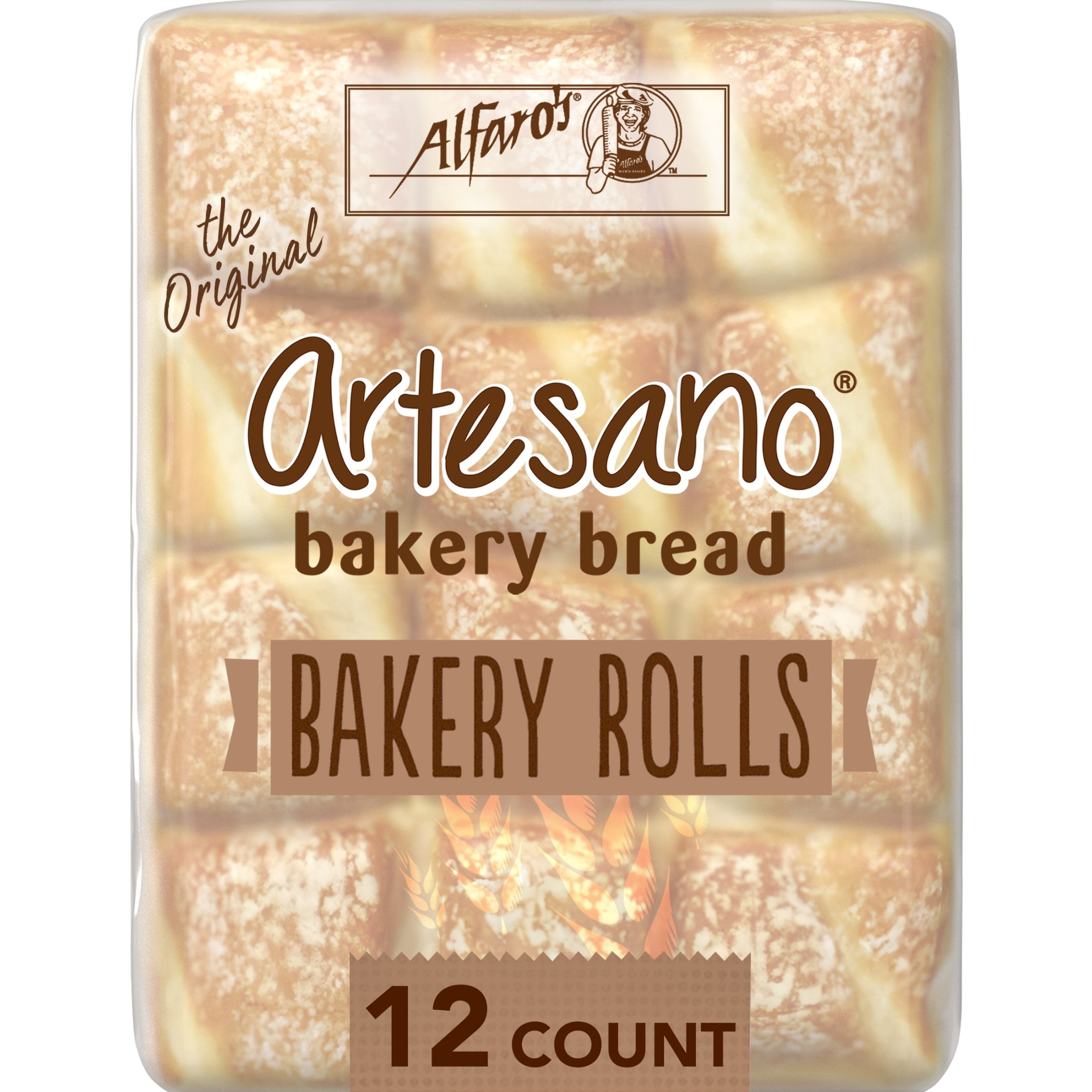 Alfaro's Artesano White Bakery Rolls, 12 count, White Bread, 18 oz Bag