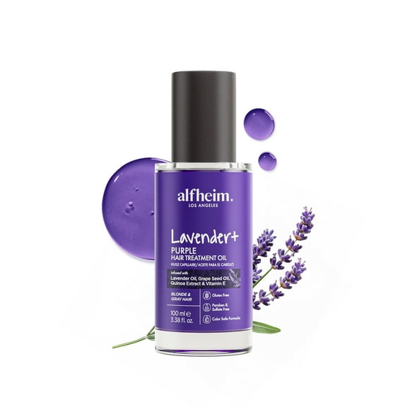 Alfheim Lavender  Purple Hair Oil 3.38oz | Color-Toning, Shine-Boosting & Frizz-Control | Plant-Powered Formula for Blonde, Silver & Color-Treated Hair