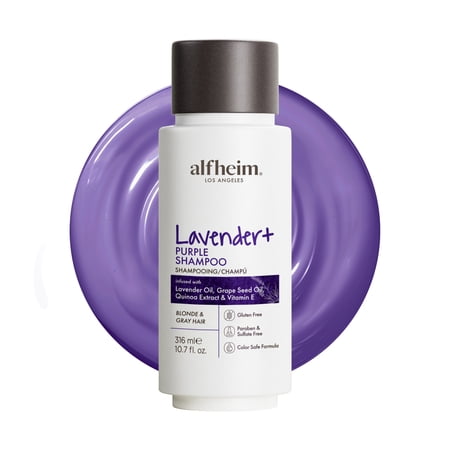 Alfheim Lavender+ Purple Shampoo 10.7oz – Color-Correcting, Nourishing Formula for Blonde, Silver & Highlighted Hair – Neutralizes Brassiness, Adds Shine & Smoothness
