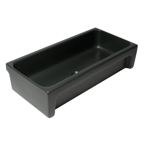 ALFI brand AB36TRBM 36" Black Matte Above Mount Fireclay Bathroom Trough Sink