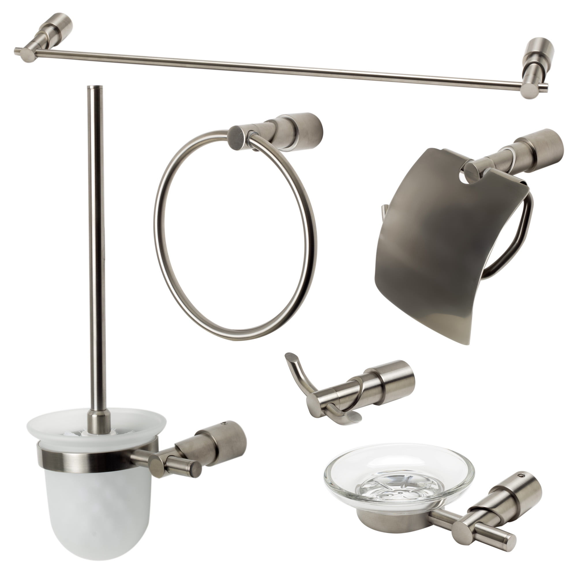 Brushed Nickel 6-Piece Bathroom Accessory Set