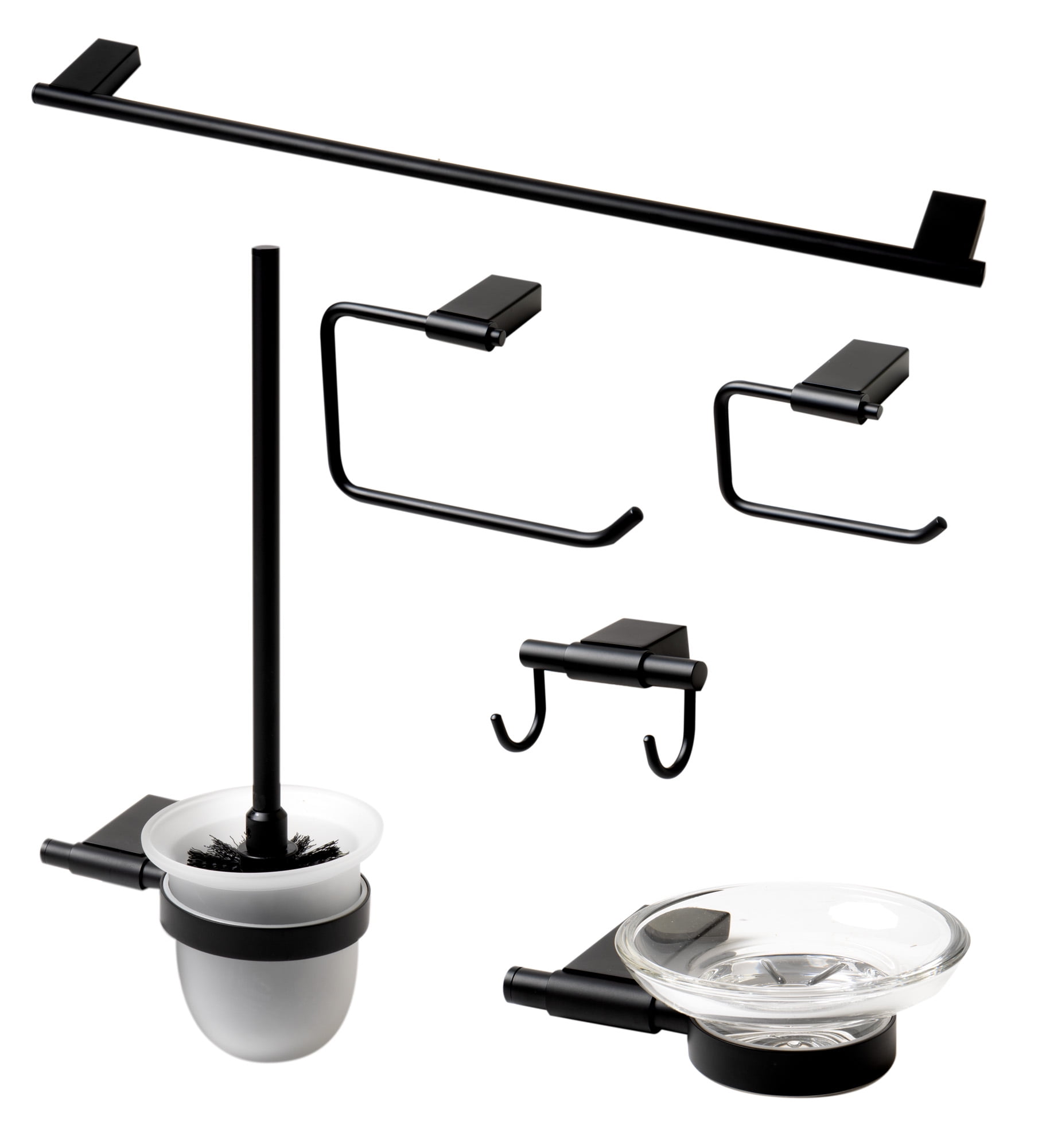 Black Matte 6-Piece Metal Bathroom Hardware Set