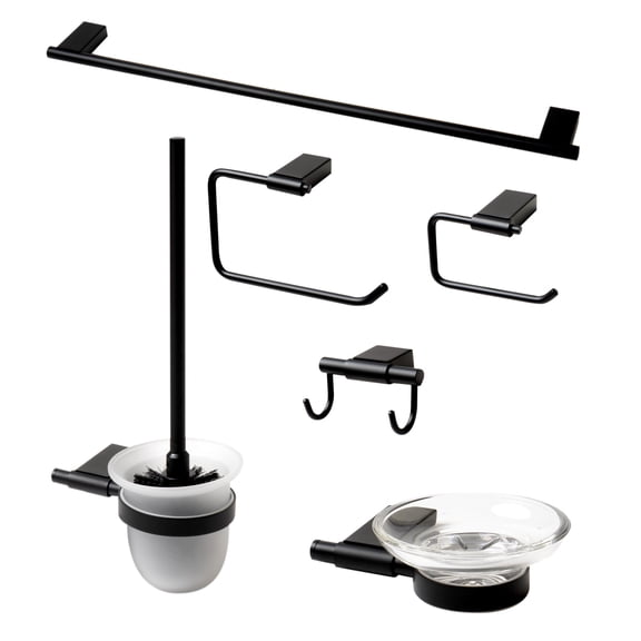 Black Matte 6 Piece Bath Accessory Set