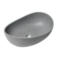 ALFI brand 23" Solid Concrete Wavy Oval Above Mount Vessel Sink