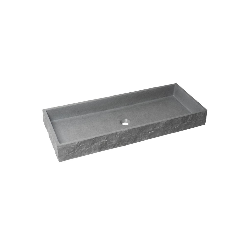 Gray Matte Concrete Rectangular Bathroom Sink, 39.6"