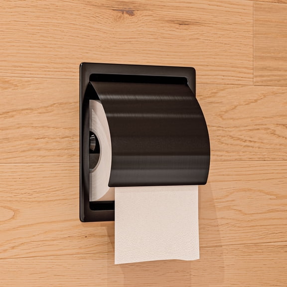 ALFI brand ABTPP77-BB PVD Brushed Black Stainless Steel Recessed Toilet Paper Holder with Cover