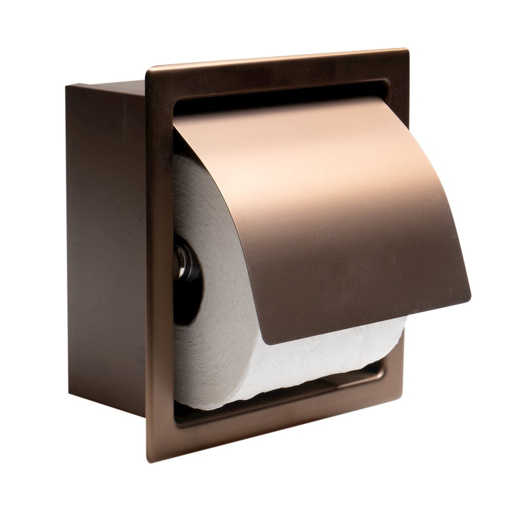 Brushed Copper Recessed Stainless Steel Toilet Paper Holder