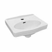 Whitehaus 15 Rectangular Wall Mount Basin with Integrated Oval Bowl, Low-Rise Backsplash, Single Faucet Drilling and Overflow