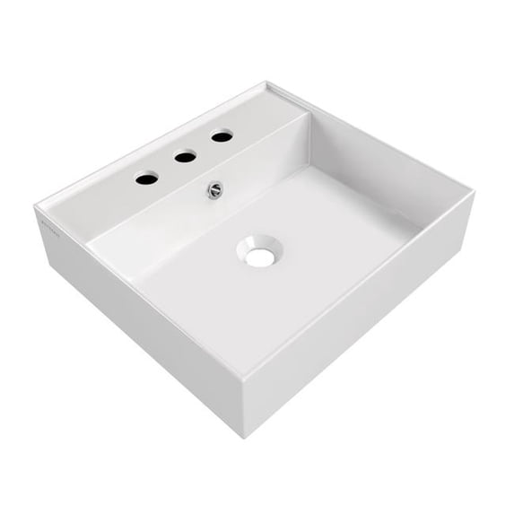 Whitehaus 20" Rectangular Wall Mount Basin with Widespread Faucet Drilling and Overflow
