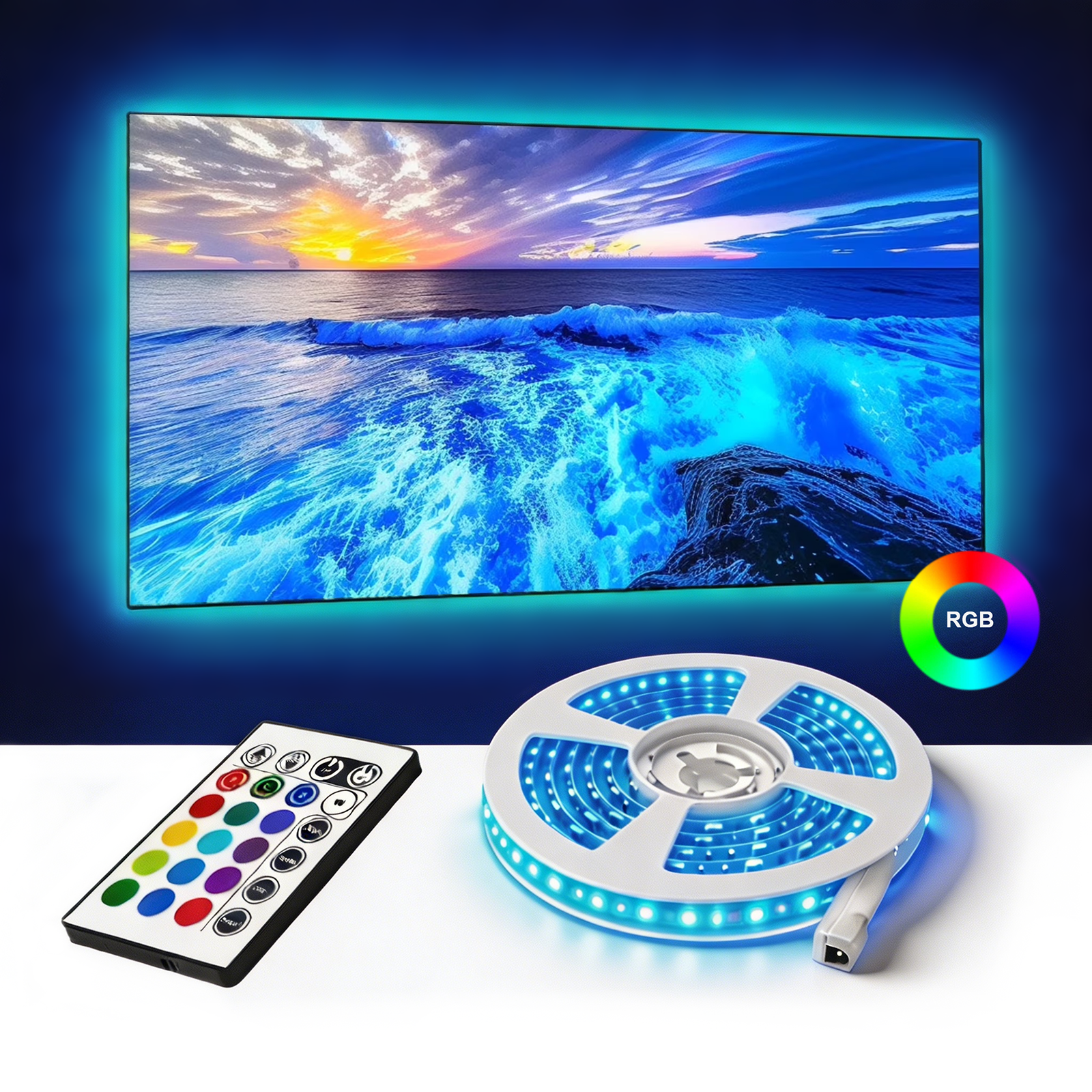 Alficedo TV LED Backlight 14.3ft RGB Kit for 65-75in TV, with Remote ...