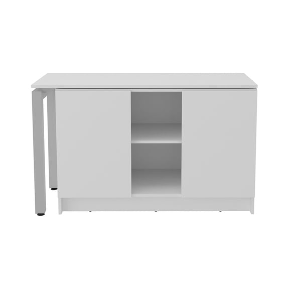 Alfie Rotable Desk 72-Inch Wide or Compact, Adjustable Workstation In Two Directions with Storage Compartments, For Home Office or Studio, White