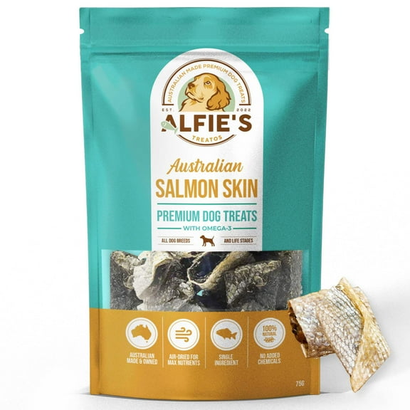 Alfie's Treatos Salmon Skin for Dogs - Healthy & Natural Treat & Snack  2.65 oz