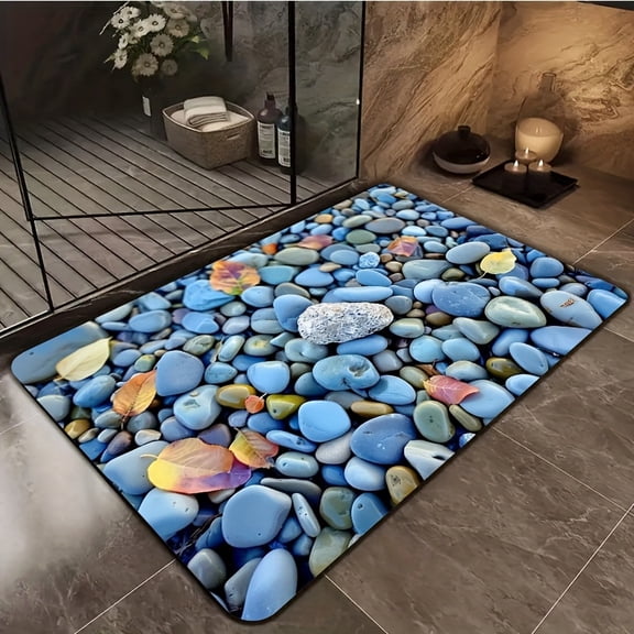 Alfombrilla de bao suave de tierra de diatomeas con textura de guijarros. Lavable a mquina e ideal para porches, cocinas, salas de estar, baos u oficinas.