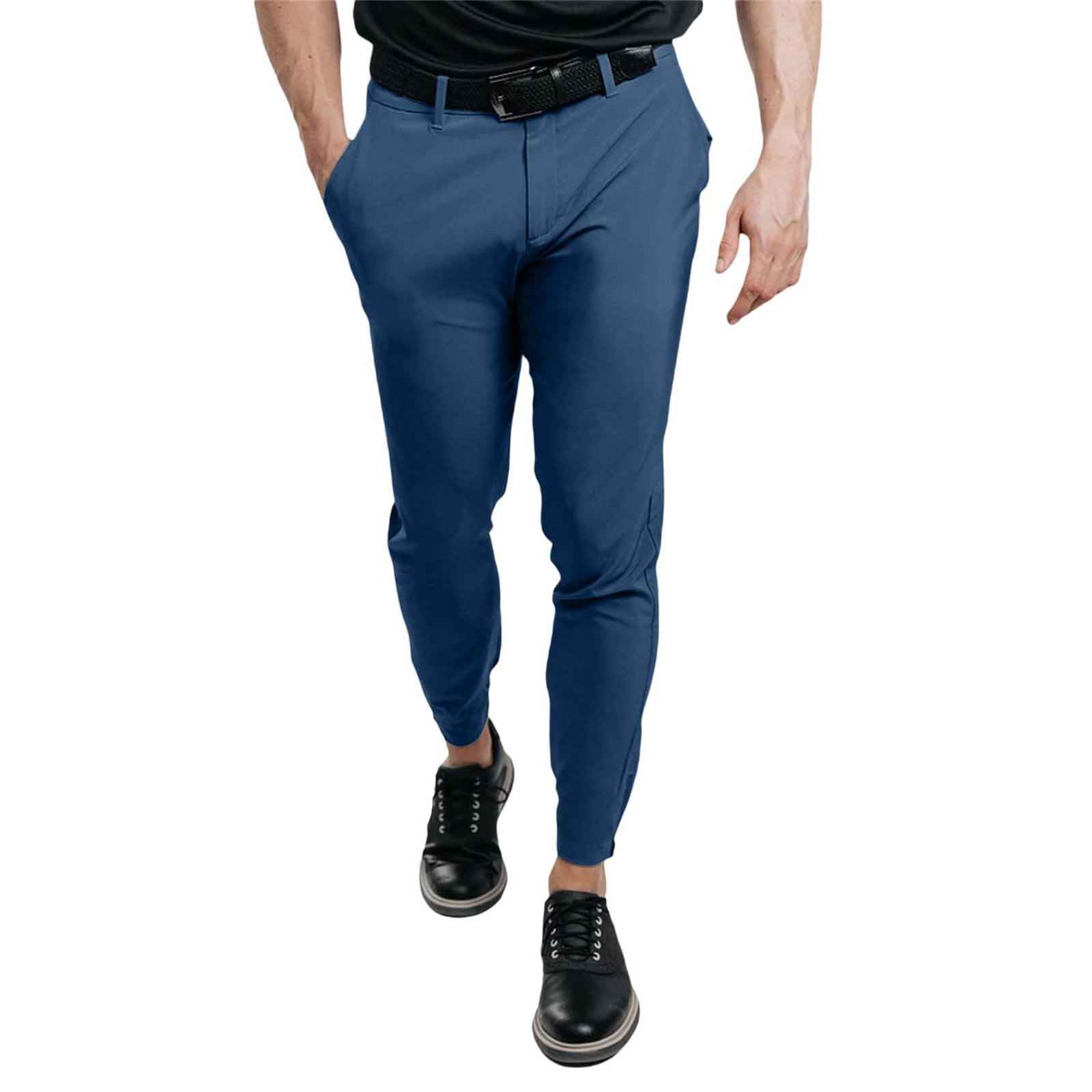 Alfoni Mens Casual Pants,Men's Solid Color Tight Pocket Zipper Business ...