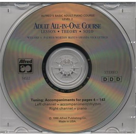 Alfred 00-14532 Basic Adult All-in-One Piano Course CD for Level 2 - Music Book