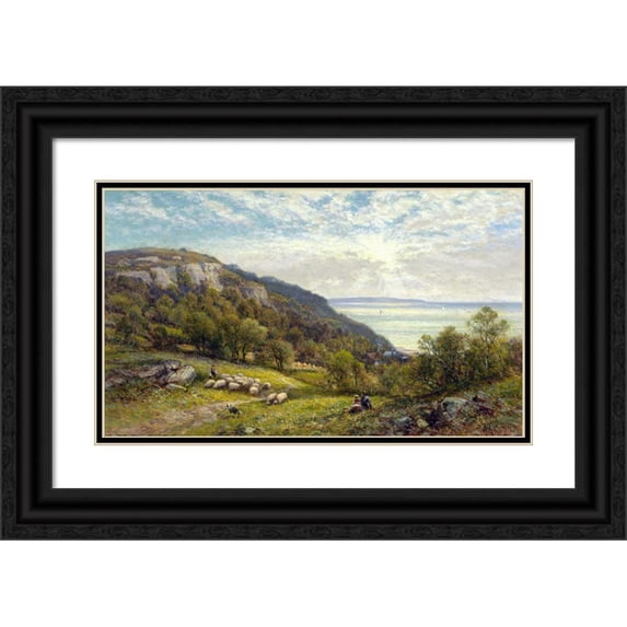 Alfred Augustus Glendening 24x16 Black Ornate Framed Double Matted Museum Art Print Titled: Fairlight Glen Near Hastings (1899)