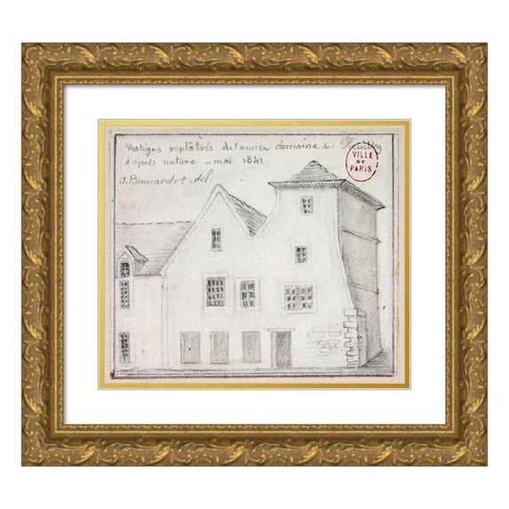 Alfred Bonnardot 22x20 Gold Ornate Framed and Double Matted Museum Art Print Titled - Reflected Vestiges of the Old Domain of Reuilly (1841)