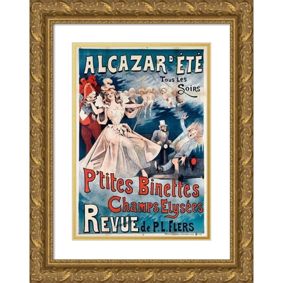 Alfred Choubrac 13x18 Gold Ornate Wood Frame and Double Matted Museum Art Print Titled - Alcazar D'Ete Every Evening Little Binettes Champs Elysees (1880-1900)