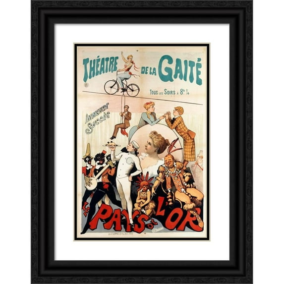Alfred Choubrac 17x24 Black Ornate Framed Double Matted Museum Art Print Titled: Theatre De La Gaite (1892)