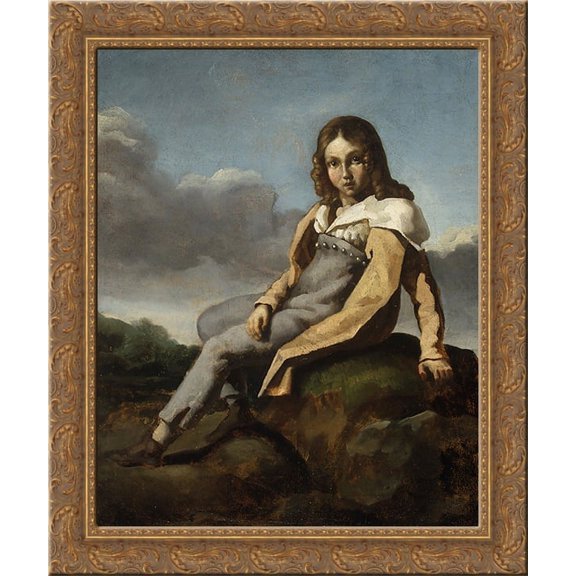Alfred Dedreux as a Child 24x20 Gold Ornate Wood Framed Canvas Art by Theodore Gericault