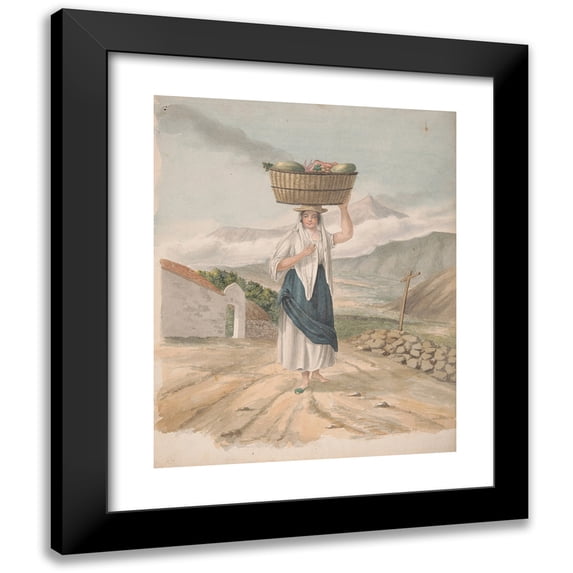 Alfred Diston 15x18 Black Modern Framed Museum Art Print Titled - Female Huckster of Port Orotava (1828)