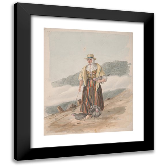Alfred Diston 20x24 Black Modern Framed Museum Art Print Titled - Woman of Ycod El Alto, Tenerife (1828)