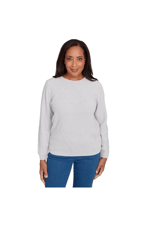 Classic Chenille Pullover Feathers Sweater (US, Alpha, Small, Regular, Petite, Petite, Cobalt)