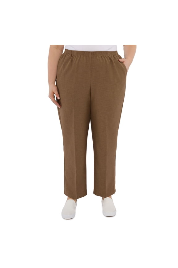 Plus Size Alfred Dunner Pull-On Straight-Leg Pants Color: Taupe Size: 24 W
