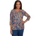 thumbnail image 1 of Alfred Dunner Womens Stitched Floral Pleated Neck Top, 1 of 4