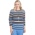 thumbnail image 1 of Alfred Dunner Womens Petite Textured Stripe Sweater With Necklace, 1 of 4