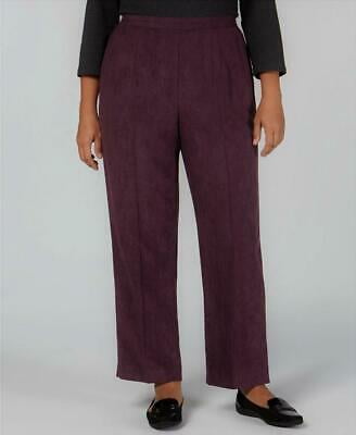 Alfred Dunner Women Plus Aubergine Victoria Falls Velvet Pull On Pants Size 16W