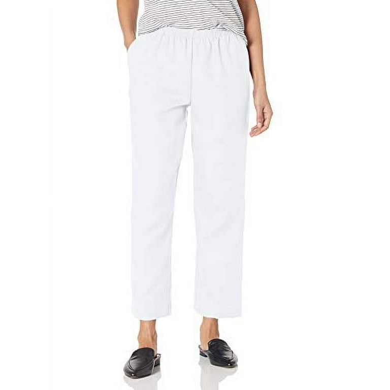 Alfred Dunner Women s Around Elastic Waist Polyester Short Pull On Style Pants White 12 Petite