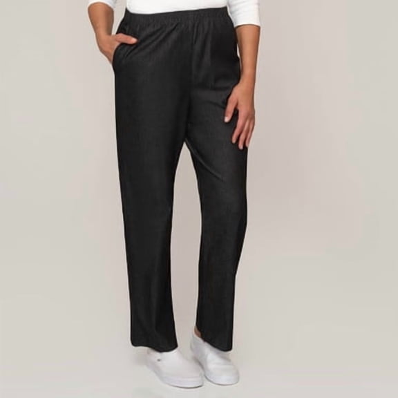 Alfred Dunner Women's Black Denim Comfort Waistband Pant