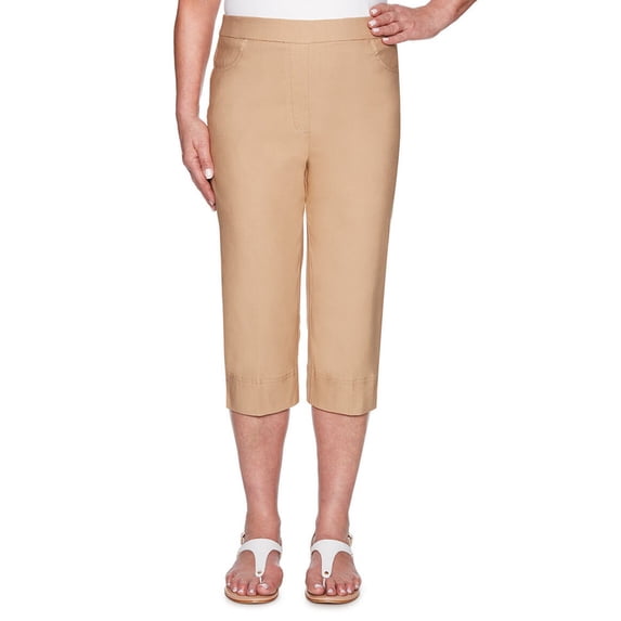 Alfred Dunner Women's Classics Allure Stretch Clam Digger, Tan, 12