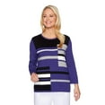 thumbnail image 1 of Alfred Dunner Sweater Color Block Cotton Acrylic (Purple, 1X), 1 of 2