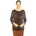 thumbnail image 1 of Alfred Dunner Women's Petite Animal Jacquard 3/4 Sleeve Sweater, 1 of 6