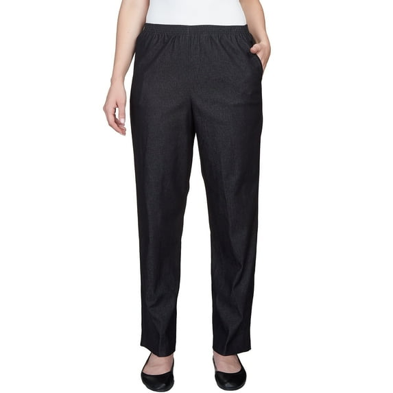 Alfred Dunner Women's Petite Black Denim Comfort Waistband Pant